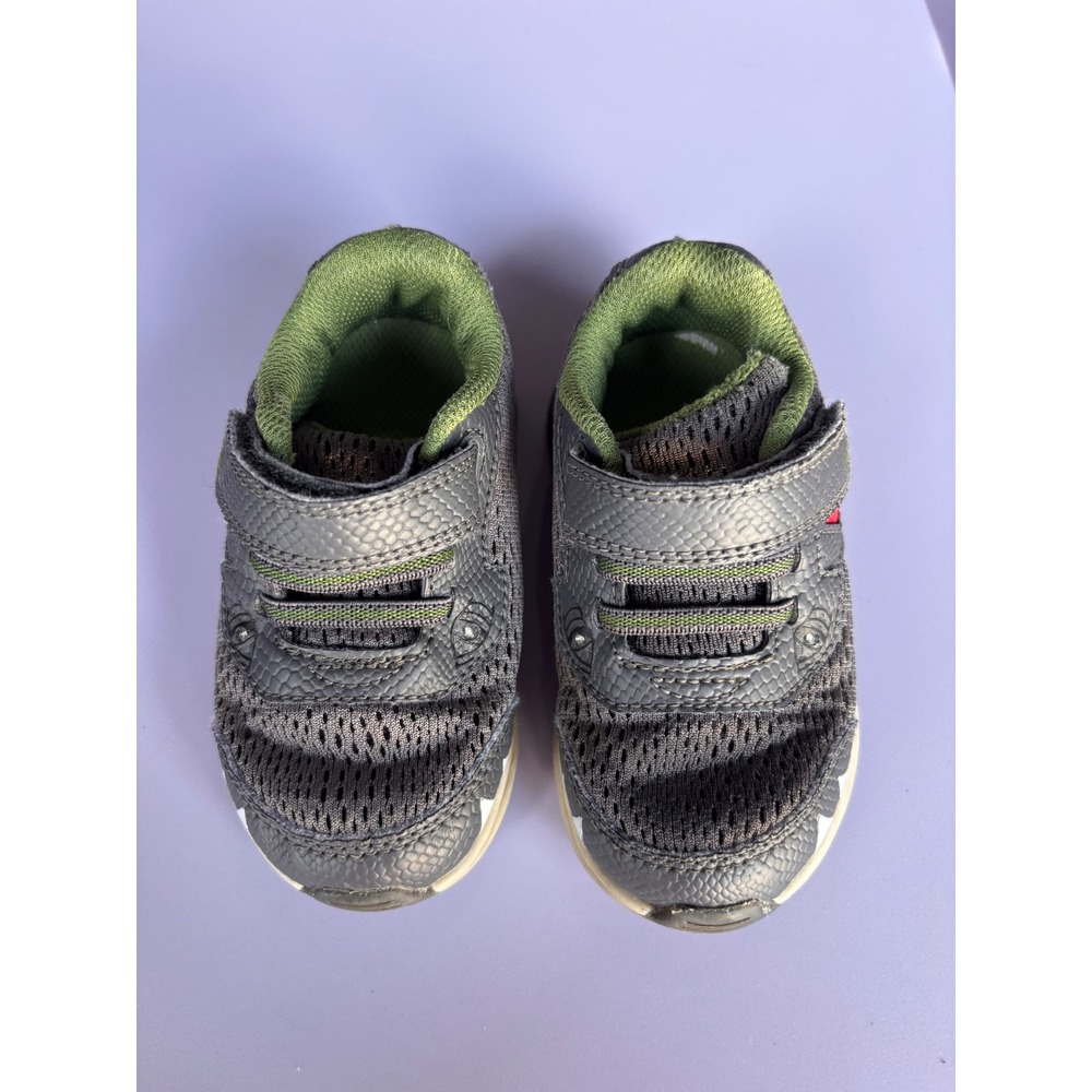 Stride Rite Boys Lighted Dinosaur Grey Green Athletic Sneakers Size 6 BB020701
